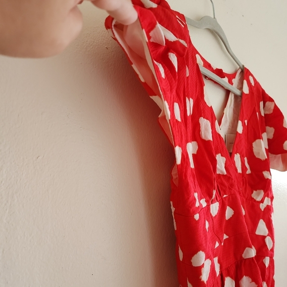Leifsdottir Anthropologie Shibori Red Polka Dot 100% Silk Short Dress Size 8 - Picture 5 of 17